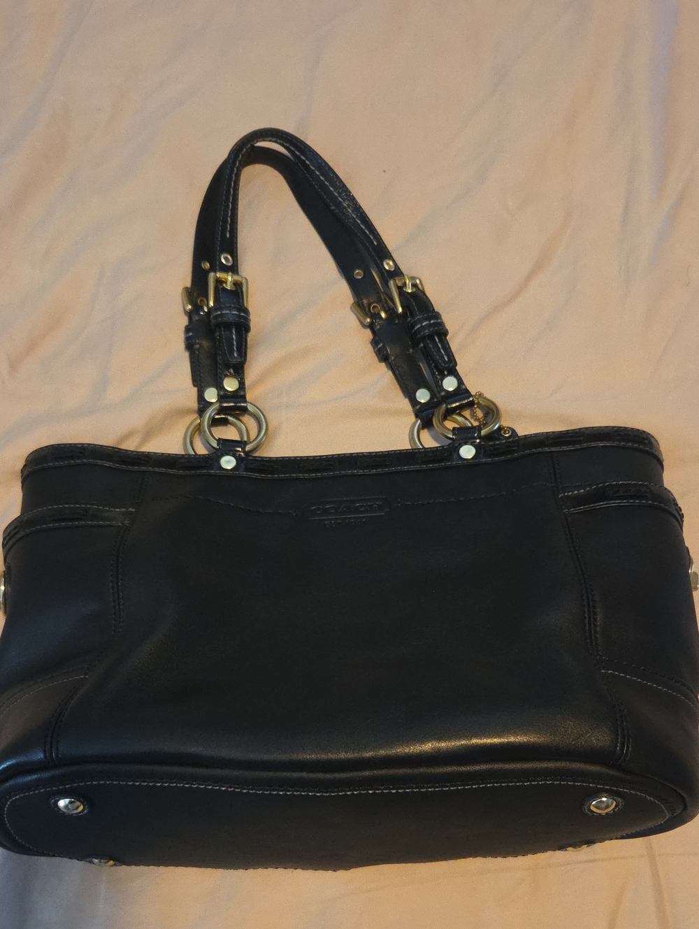 Coach Black Leather Shoulder Bag with Gold Hardware - Picture 5 of 6
